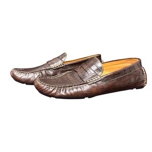 Cole Haan Men’s Penny Loafers Crocodile Embossed Leather Size-11.5 GUC